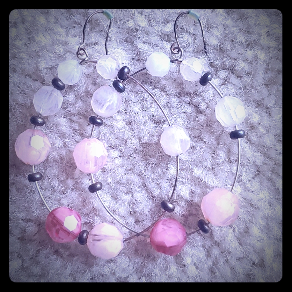 Pink Moving Beads earrings